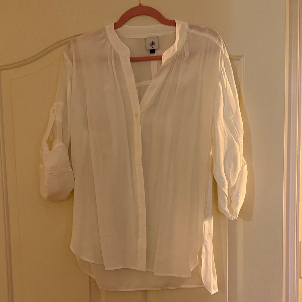 CAbi Sheer White Blouse
